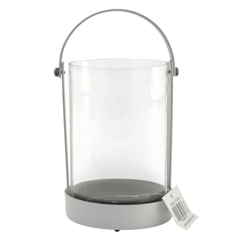 Lampion metal/szkło latarnia 17,5cm biała WK70A